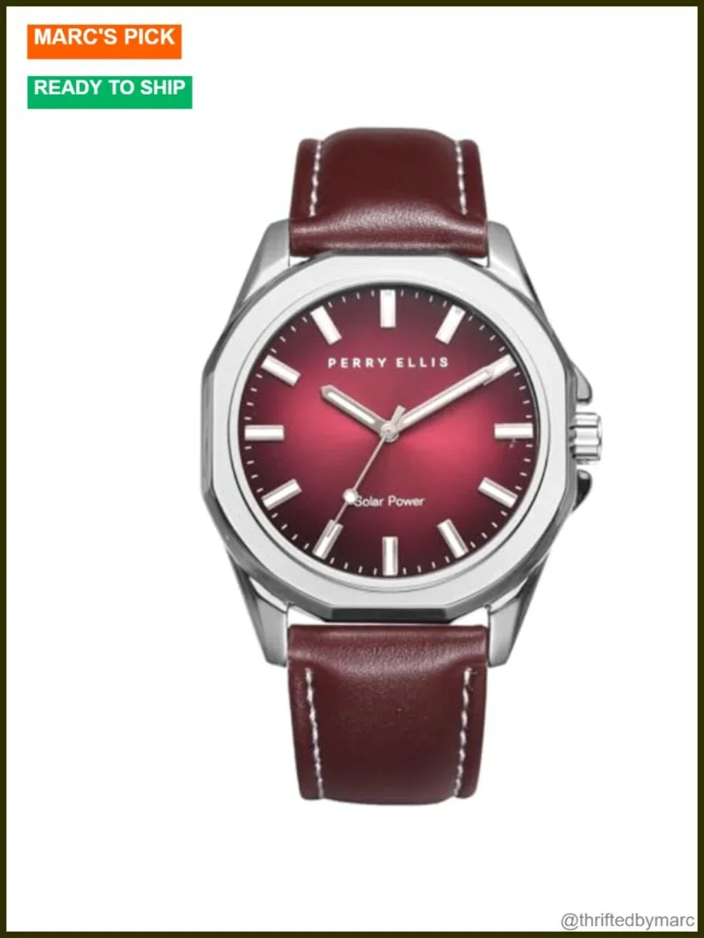 Solar Powered Mens Watch | Vegan Leather Strap | Water Resistant 42mm Analog